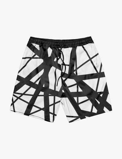 White/Black swim shorts, striped design